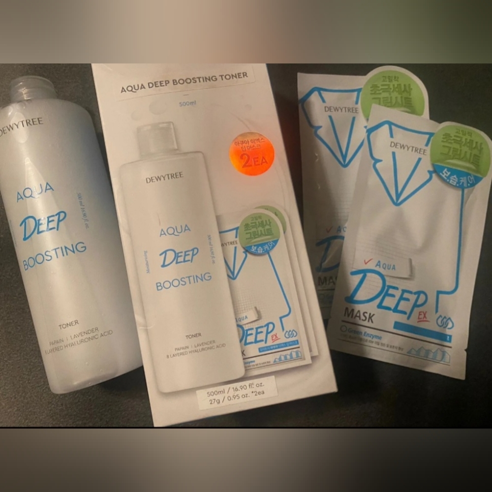 DEWYTREE Aqua Hyaluronic Acid Hydrating Boosting Deep Toner JUMBO & Masks